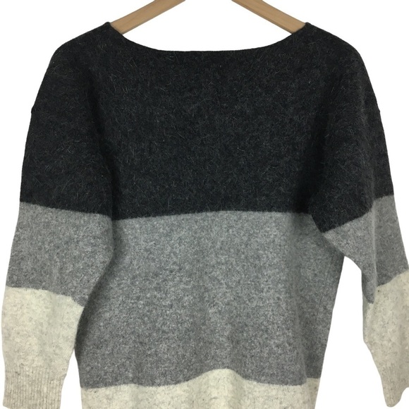 MODA INTL Vintage Lambswool Angora Rabbit Hair Sweater Stripe 90s Size Medium - Picture 4 of 9